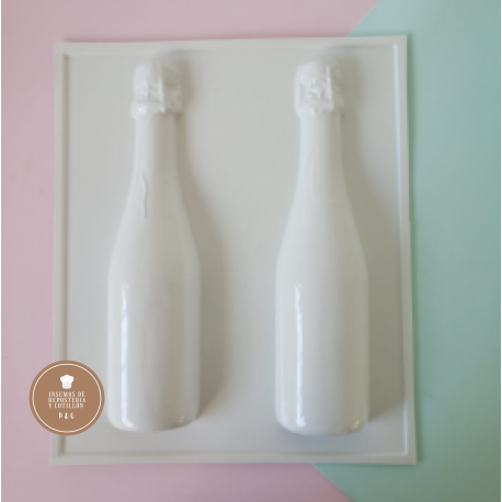Molde Placa Acetato - Botella de Champagne x 2 - 27cm x 7cm